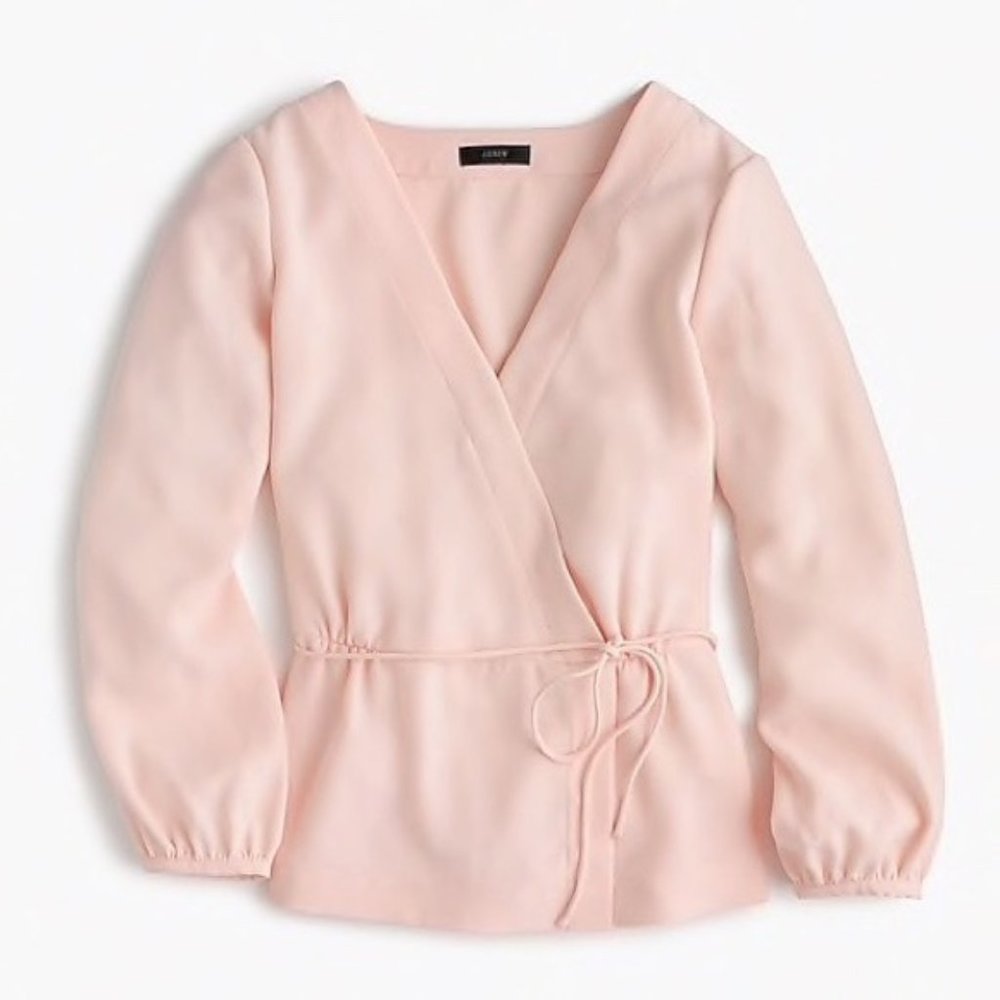 J.Crew Drapey crepe faux-wrap top - Subtle Pink